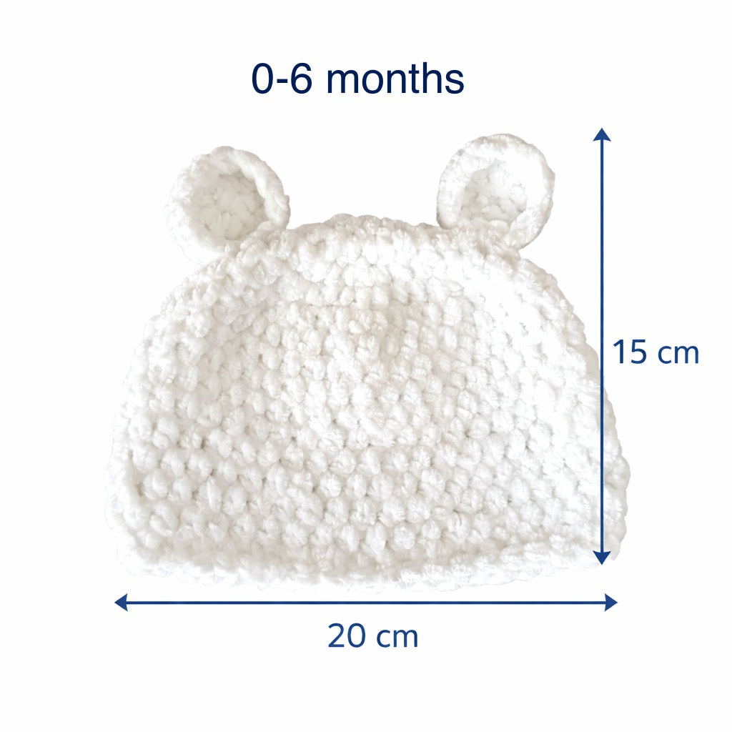White Baby Bear Hat (EXTRA SOFT)
