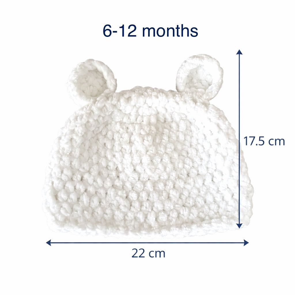 White Baby Bear Hat (EXTRA SOFT)