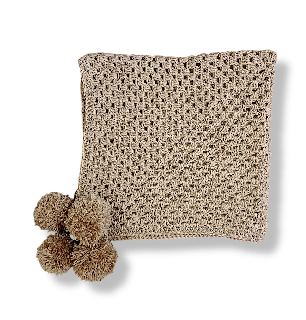 Pompoms Blanket (Dark beige)