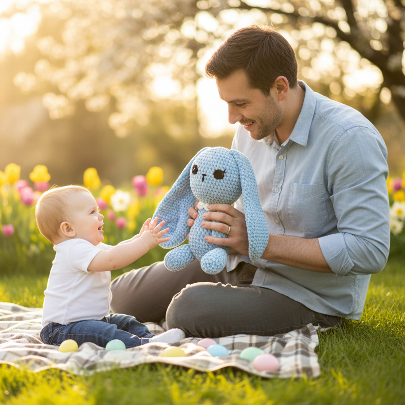 Father Baby Blue Bunny Easter