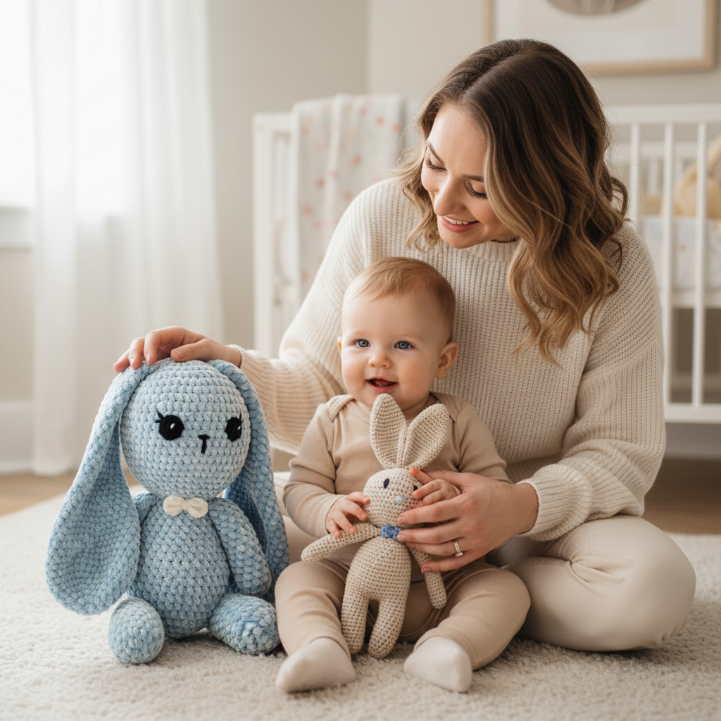 Mom & Baby Bunny Set - Beige Boy