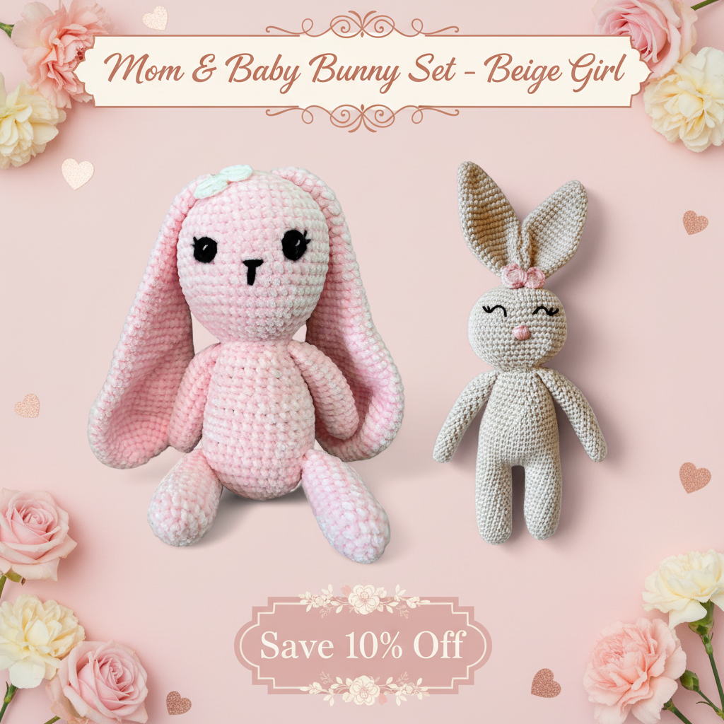 Mom & Baby Bunny Set - Clean Design